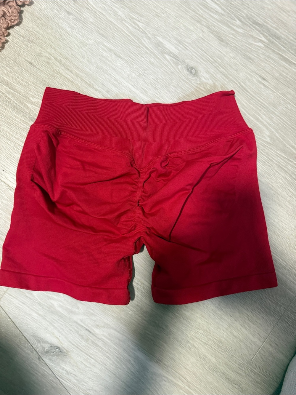 Women’s Red High-Waist Scrunch Back Shorts